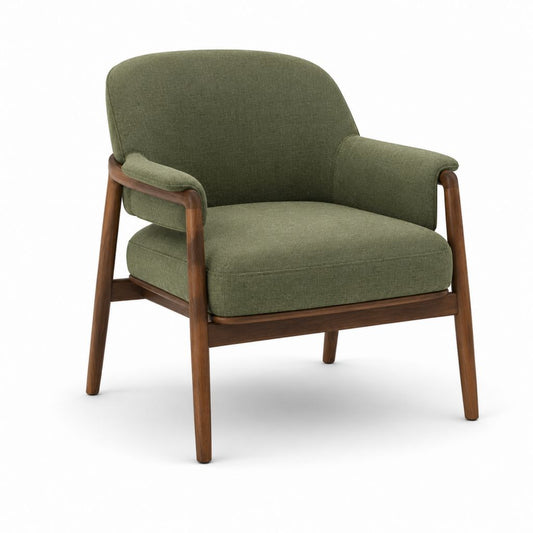Poltrona da soggiorno verde in poliestere con struttura in legno massello 72 x 78 x 83 cm