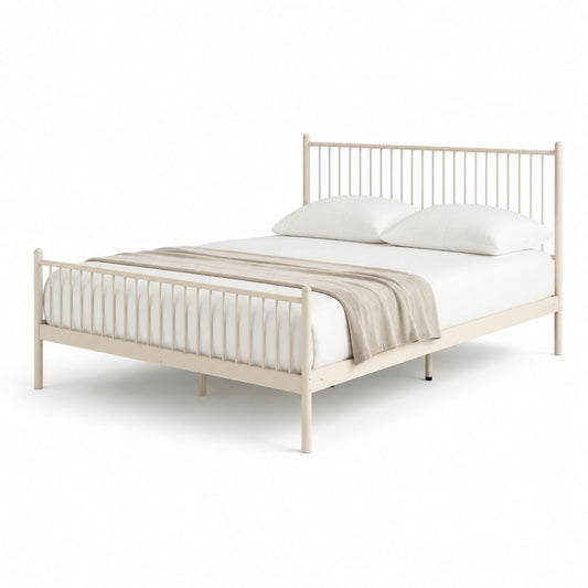 Letto matrimoniale in acciaio avorio rettangolare 160 x 200 cm