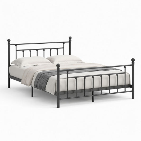 Letto matrimoniale in acciaio nero con struttura a barre 160 x 200 cm