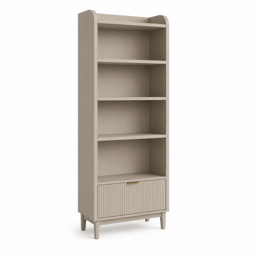 Libreria da terra con cassetto tortora in MDF rettangolare 60 x 35 x 180 cm
